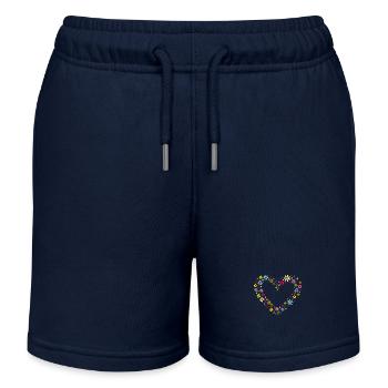 Flower Heart - Kids Organic Sweat Shorts by Stanley/Stella - navy - Front