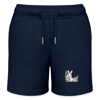 Pâques Pâques Lapin Pâques Samedi Pâques Dimanche Pâques Oeufs de Pâques Printemps - Short de jogging enfant bio Stanley/Stella - bleu marine - Devant
