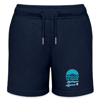 Fier d’enseigner aux apprenants multilingues Mehrsprachig - Short de jogging enfant bio Stanley/Stella - bleu marine - Devant