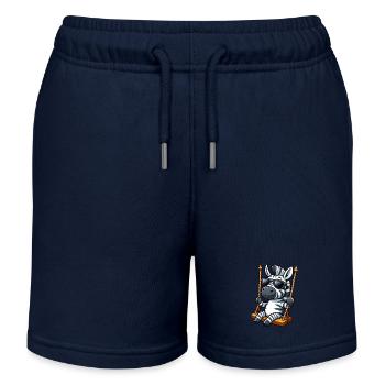 Cute Zebra Swing Playground Cartoon - Kids Organic Sweat Shorts by Stanley/Stella - navy - Front