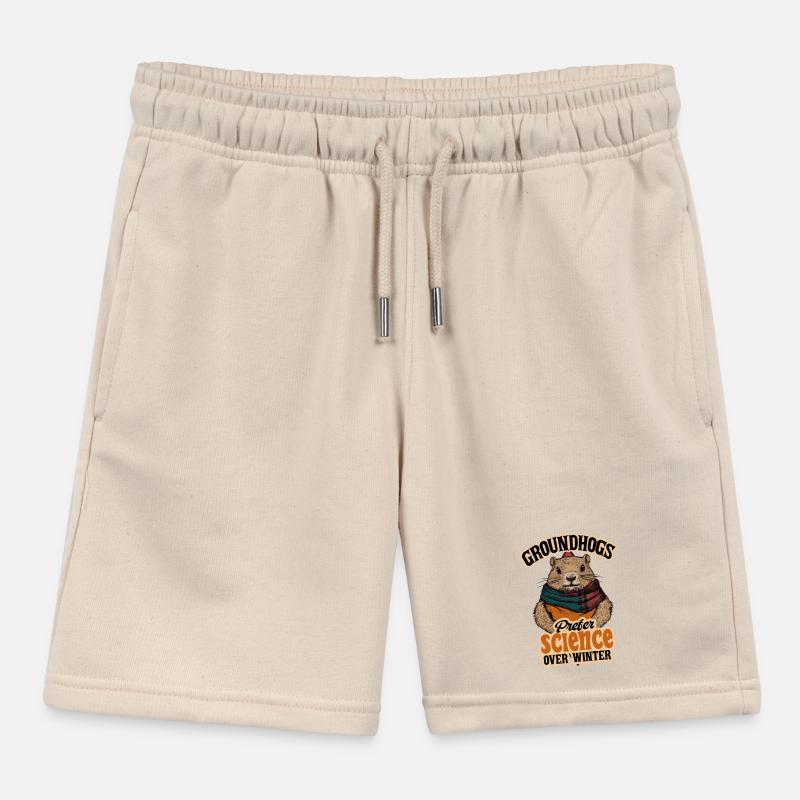 Groundhogs Prefer Science Over Winter Graphic Kids Organic Sweat Shorts by Stanley/Stella
