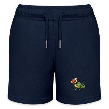 Dino T-Rex Avocado Mythical Creature - Kids Organic Sweat Shorts by Stanley/Stella - navy - Front
