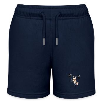 Cow Handstand Training Workout Fitness Artist - Kids Organic Sweat Shorts by Stanley/Stella - navy - Front