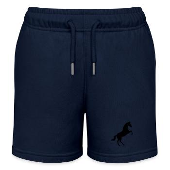 schwarzes Pferd Pferde Silhouetten Schattenfigur - Kinder Organic Joggingshorts Mini Bolter von Stanley/Stella - Navy - Vorne