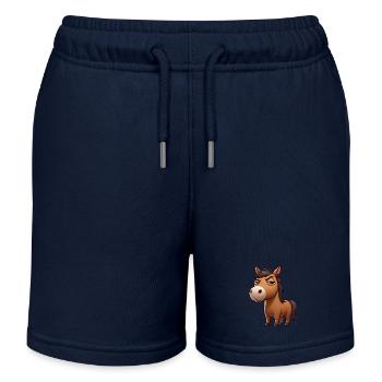 Funny Naughty Horse Cartoon - Kids Organic Sweat Shorts by Stanley/Stella - navy - Front