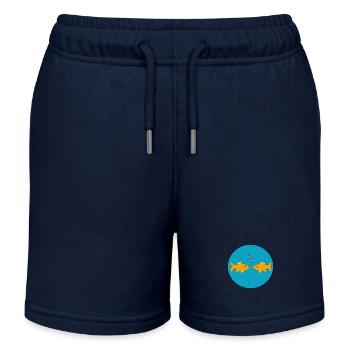 Fish, Fish, Fishing, Angler, Couple, Couple, Heart - Kids Organic Sweat Shorts by Stanley/Stella - navy - Front