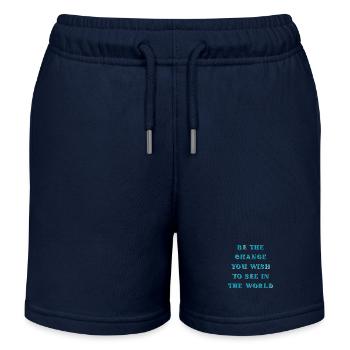 Soyez le changement que vous souhaitez voir dans le monde - Short de jogging enfant bio Stanley/Stella - bleu marine - Devant