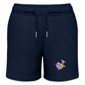 Bouquet de fleurs sauvages violettes - Short de jogging enfant bio Stanley/Stella - bleu marine - Devant