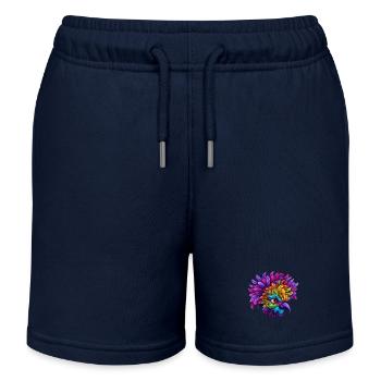 Flamingo Mardi Gras Mask - Kids Organic Sweat Shorts by Stanley/Stella - navy - Front