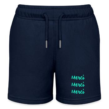 MERCI. MERCI MAÎTRESSE. CADEAU MAÎTRESSE. VACANCES - Short de jogging enfant bio Stanley/Stella - bleu marine - Devant