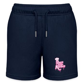 Küchen Königin Logo Schriftzug Kitchen Queen Frau - Kinder Organic Joggingshorts Mini Bolter von Stanley/Stella - Navy - Vorne