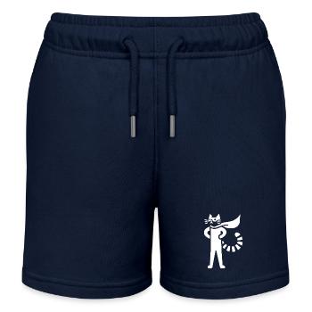 Chats Super-héros Héros Silhouette Cape - Short de jogging enfant bio Stanley/Stella - bleu marine - Devant