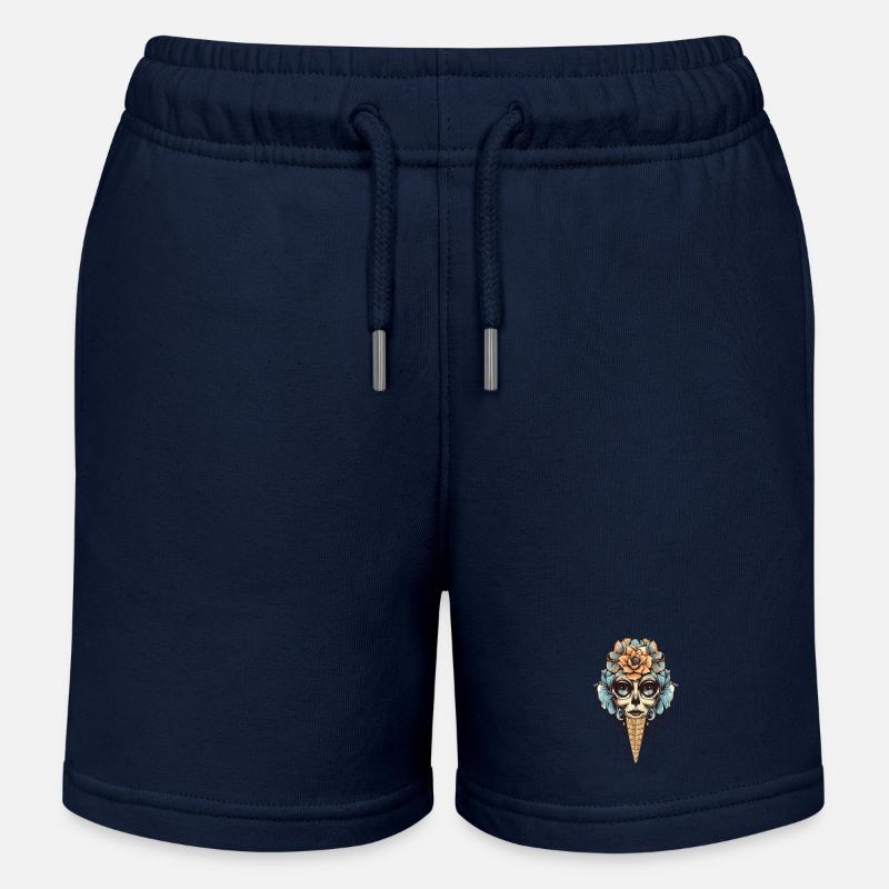 Fleur crâne cône de crème glacée design - Short de jogging enfant bio Stanley/Stella - bleu marine