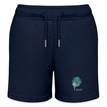 sloth don't hurry be happy slow chill sleeping - Kids Organic Sweat Shorts by Stanley/Stella - navy - Front
