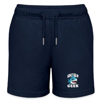 Shark Geek for Shark Fan - Kids Organic Sweat Shorts by Stanley/Stella - navy - Front