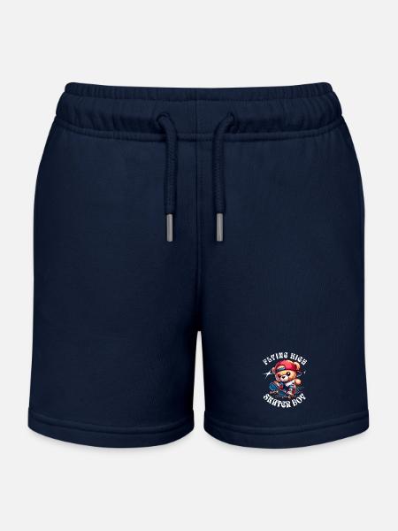 Skater teddy bear on skateboard - Kids Organic Sweat Shorts by Stanley/Stella - navy