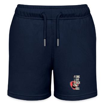 Long Live Rock 'n Roll Rock Band Guitar Music - Kinder Organic Joggingshorts Mini Bolter von Stanley/Stella - Navy - Vorne