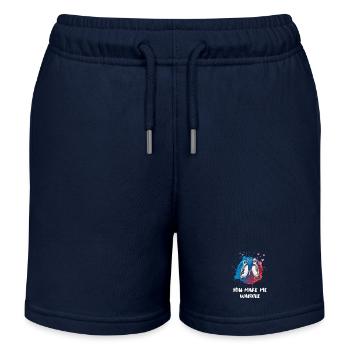 You Make Me Waddle – Cute Penguin Love Shirt - Kids Organic Sweat Shorts by Stanley/Stella - navy - Front