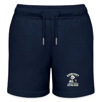 Panda Humour : Extra Rice Cartoon - Short de jogging enfant bio Stanley/Stella - bleu marine - Devant