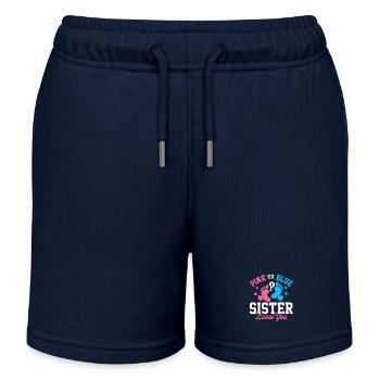 Pink Or Blue Sister Loves You Gender Reveal - Kids Organic Sweat Shorts by Stanley/Stella - navy - Front