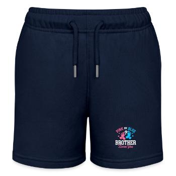 Révélation du genre Rose ou Bleu Frère T’aime - Short de jogging enfant bio Stanley/Stella - bleu marine - Devant