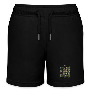 June Harvest Veggie Sketches - Kids Organic Sweat Shorts by Stanley/Stella - navy - Front