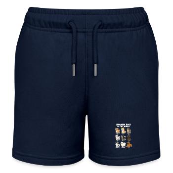 Japanese Dog Breed Chart Cute - Kids Organic Sweat Shorts by Stanley/Stella - navy - Front