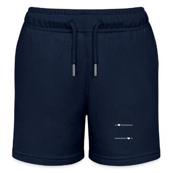 Line heart dash ornament - Kids Organic Sweat Shorts by Stanley/Stella - navy - Front