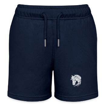 Beautiful stallion with elegant waving mane - Kids Organic Sweat Shorts by Stanley/Stella - navy - Front