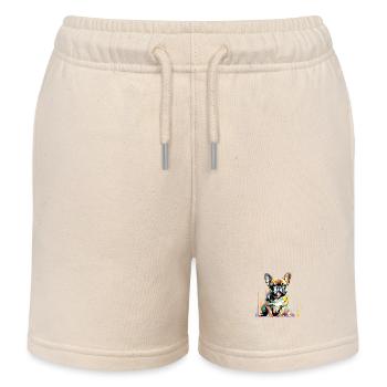 French Bulldog Dog Pet World Animal Lover Furry - Kids Organic Sweat Shorts by Stanley/Stella - soft Ecru - Front