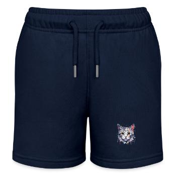 Cat Pet World Animal Lover Furry Friend Abstract - Kids Organic Sweat Shorts by Stanley/Stella - navy - Front