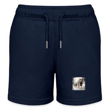 Sled dogs are very persistent - Kids Organic Sweat Shorts by Stanley/Stella - navy - Front