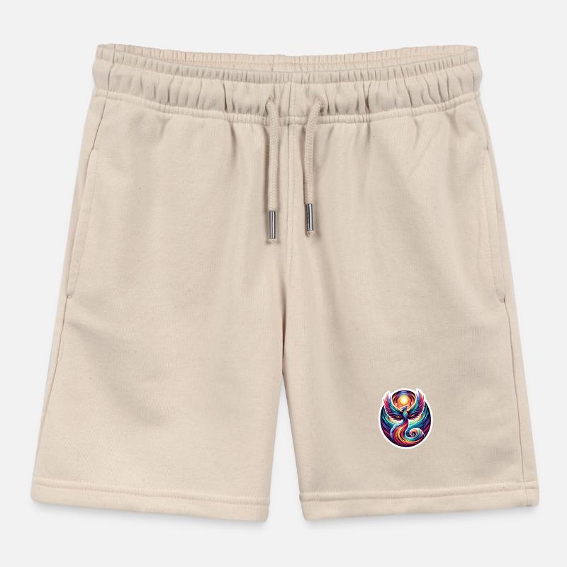 Psychedelic Rainbow Phoenix Tee Design Kids Organic Sweat Shorts by Stanley/Stella