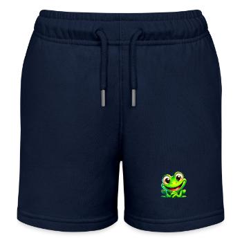 Frech Frosch mit Schrift - Kinder Organic Joggingshorts Mini Bolter von Stanley/Stella - Navy - Vorne