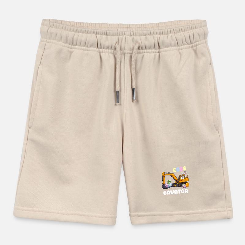 Eggscavator Easter Pun Kids Organic Sweat Shorts by Stanley/Stella