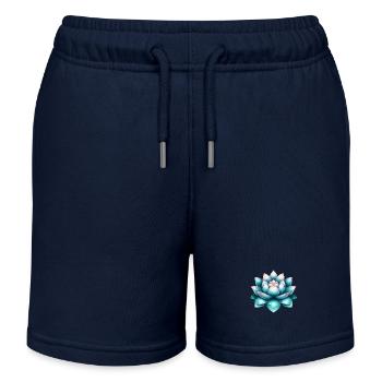 Serene Lotus Flower - Kids Organic Sweat Shorts by Stanley/Stella - navy - Front