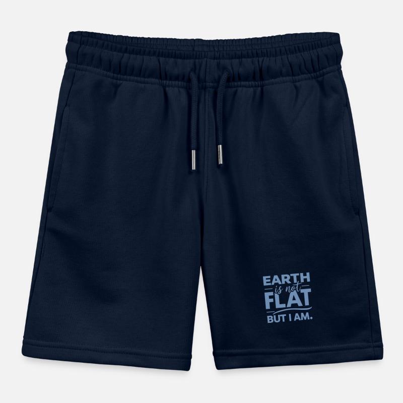 Satire Flat Earth Ironic Jokes Kids Organic Sweat Shorts by Stanley/Stella