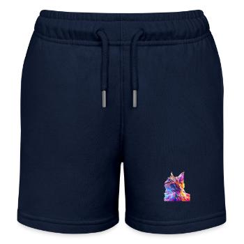 Polygon Katze Comic Style - Kinder Organic Joggingshorts Mini Bolter von Stanley/Stella - Navy - Vorne