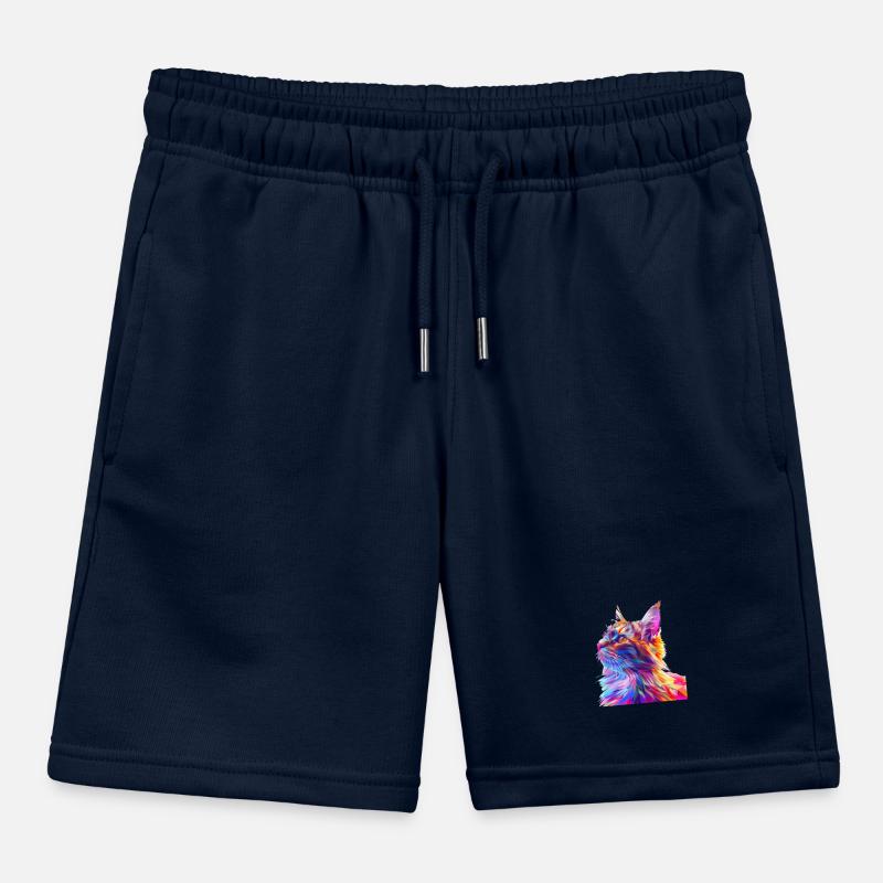 Polygon Cat Comic Style Kids Organic Sweat Shorts by Stanley/Stella