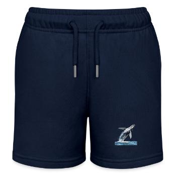 A majestic spectacle of a humpback whale - Kids Organic Sweat Shorts by Stanley/Stella - navy - Front