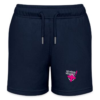 Wir wählen Vielfalt! (CSD-Design 2024) - Kinder Organic Joggingshorts Mini Bolter von Stanley/Stella - Navy - Vorne