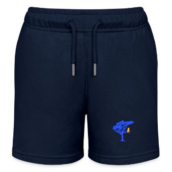 Eule Uhu Ast Baum Wald Nacht Silhouette Umriss süß - Kinder Organic Joggingshorts Mini Bolter von Stanley/Stella - Navy - Vorne