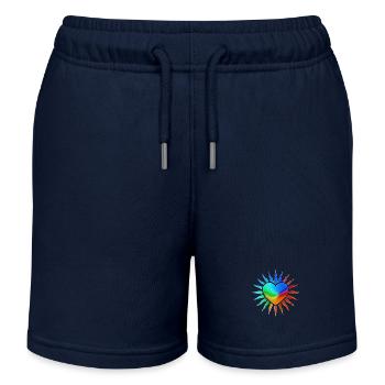 Coeur arc-en-ciel avec rayons de soleil - Short de jogging enfant bio Stanley/Stella - bleu marine - Devant