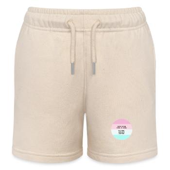 Good things come to those who wait - Kids Organic Sweat Shorts by Stanley/Stella - soft Ecru - Front