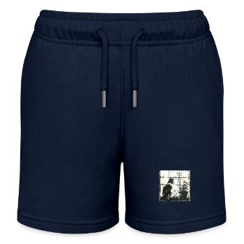 Graffiti Katze Blumentopf Fenster Streetart sw - Kinder Organic Joggingshorts Mini Bolter von Stanley/Stella - Navy - Vorne