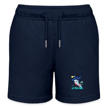 Coffee Spy Secret Sticker With Сyber- Marine Vibe - Kids Organic Sweat Shorts by Stanley/Stella - navy - Front