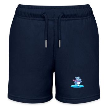 Designs For Kids – Fröhliche Nilpferde - Kinder Organic Joggingshorts Mini Bolter von Stanley/Stella - Navy - Vorne