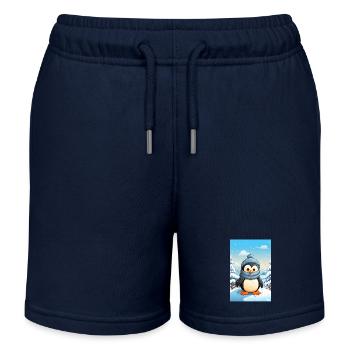 Pingouin au pays des merveilles de l'hiver - Short de jogging enfant bio Stanley/Stella - bleu marine - Devant
