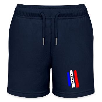 France France Lettrage de déclaration avec drapeau - Short de jogging enfant bio Stanley/Stella - bleu marine - Devant