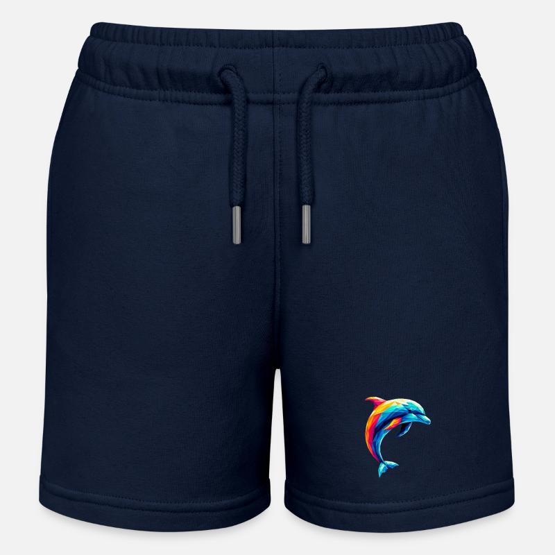 Un dauphin coloré dans un style polygonal - Short de jogging enfant bio Stanley/Stella - bleu marine